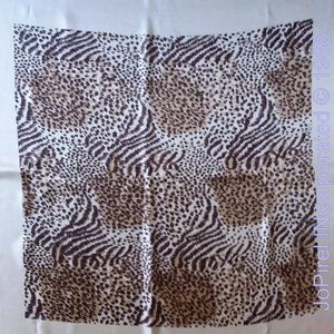 Vintage Animal Print Designer Square Foulard Scarf